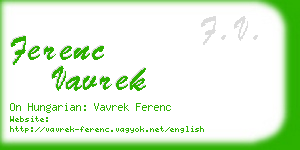 ferenc vavrek business card